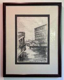 SIGNED 1938 DRAWING 'UNDER MANHATTAN BRIDGE'