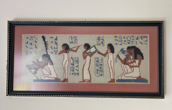 VINTAGE FRAMED NEEDLEPOINT 'EGYPTIAN MUSICIANS'