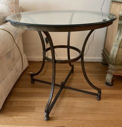 THOMASVILLE ROUND GLASS TOP SIDE TABLE