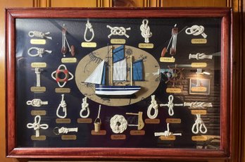 FRAMED GLASS ENCLOSED NAUTICAL KNOT DISPLAY