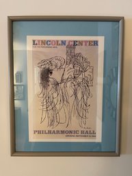 FRAMED 1962 LINCOLN CENTER POSTER 'PHILHARMONIC HALL'