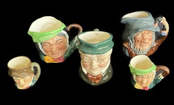 5PC ROYAL DOULTON CHARACTER TOBY MUG COLLECTION MADE IN ENGLAND