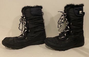 SOREL WHITNEY TALL LACE SNOW BOOT BLACK SIZE 8