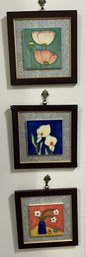 3 PC SET OF FRAMED HAND PAINTED CERAMIC TILES