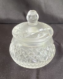 SMALL GLASS SUGAR BOWL WITH LID