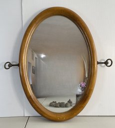 VINTAGE OVAL WOOD FRAMED MIRROR