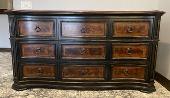 HOOKER FURNITURE BURLED WOOD 9 DRAWER DRESSER