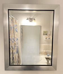 SILVER TONE FRAMED BEVELLED MIRROR