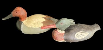 PAIR OF HAND CRAFTED AND PAINTED WOODEN DUCKS