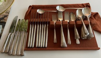 SILVER PLATED CUTLERY SET FLORAL DESIGN