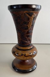 VINTAGE ORNATE HAND CARVED WOODEN BUD VASE