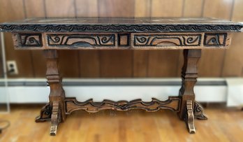 Early 20th Century Neogothic Oak Office Table