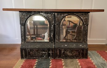 PR OF ANTIQUE COFFEE BIN DISPENSERS WITH BEVELLED MIRRORS