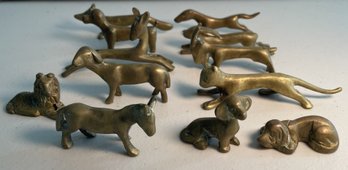 COLLECTION OF ASSORTED VINTAGE RUSTIC BRASS ANIMAL FIGURINES