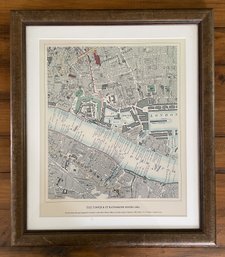 FRAMED PRINT LIBRARY MAP OF A SUBURB OF LONDON CIRCA 1862