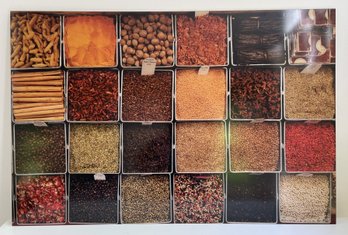 FRAMED PHOTO PRINT OF HERBS AND SPICES IN A MARKET