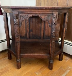 Antique Gothic Revival Console Table Carved Figural People