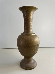 VINTAGE INDIAN BRASS FLOWER ETCHED VASE