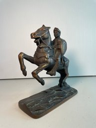 ANTIQUE G.H. INC NYC CAST IRON MEDIEVAL KNIGHT ON HORSE BOOKEND