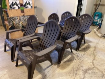 SET OF 6 PLASTIC BROWN ADIRONDACK PATIO CHAIRS