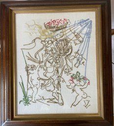 FRAMED NEEDLEPOINT OF SALVADOR DALI'S 'AUTUMN'