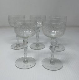 SET OF 6 ETCHED TALL GLASSWARE