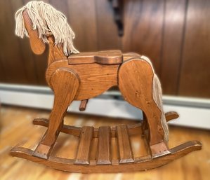 VINTAGE AMISH HARDWOOD DELUXE ROCKING HORSE