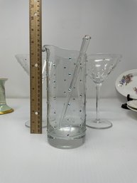 PITCHER & GLASSES COLOR SPOTTED DOT DESIGN SET OF 3