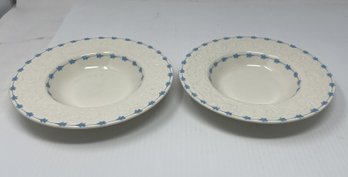 PR OF RARE ANTIQUE EMBOSSED BLUE VINE DISHES BY BOOTHS CORINTHIAN