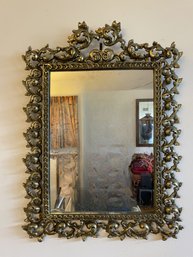 ANTIQUE FLORENTINE STYLE FLORAL FRAMED MIRROR