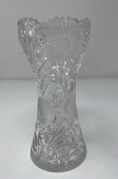 CUT GLASS VASE FLORAL PATTERN