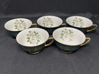 5 PC TEACUP SET 'LAUREL MAGNOLIA' PATTERN BY ROYAL CATHAY
