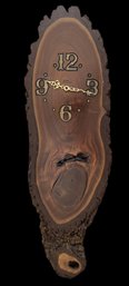 HAND CARVED BLACK WALNUT WALL CLOCK BY EARTH CLOCK