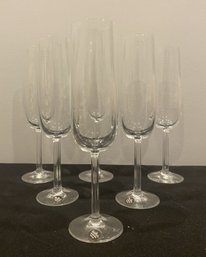 6 PC SET OF ROSENTHAL CRYSTAL FLUTED GLASSES