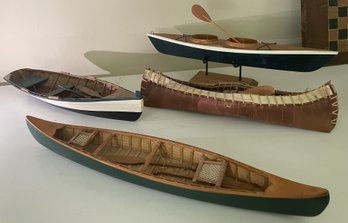 COLLECTION OF HAND CARVED WOODEN BOATS AND MODEL BY AUTHENTIC MODELS