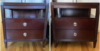 PR OF 2 DRAWER NIGHT TABLES WITH PULL OUT TRAY