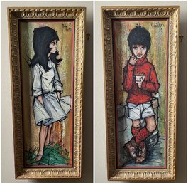 PR OF SIGNED OIL ON CANVAS PAINTINGS 'BOY' AND 'GIRL' BY ANDRE VAURIN '63