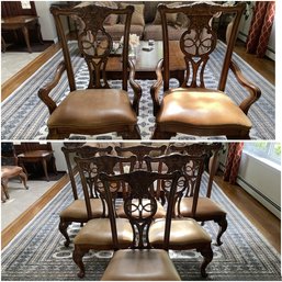 8 PC SET OF VINTAGE CHIPPENDALE DINING CHAIRS BY BERNHARDT