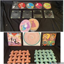 17PC ASSORTMENT OF COASTERS AND TRIVETS
