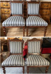 SET OF 4 ANTIQUE REUPHOLSTERED VICTORIAN CHAIRS