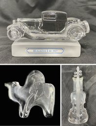 SET OF 3 ASSORTED GLASS ART FIGURINES