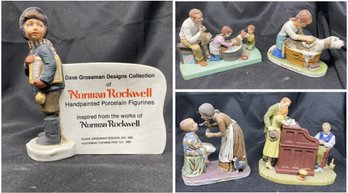 SET OF 5 NORMAN ROCKWELL HAND PAINTED COVER ART FIGURINES