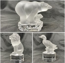 MCM GOEBEL FROSTED CRYSTAL DUCK, LION AND POLAR BEAR WITH CUB FIGURINES