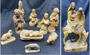 COLLECTION OF HAND CARVED NATIVITY FIGURINES