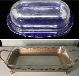 VINTAGE GLASS AND METAL TABLEWARE