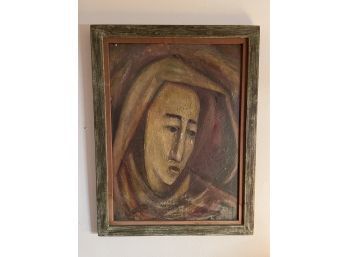 SIGNED OIL PAINTING BY MARTIN JANTO 'WOMAN W/HEAD COVER'