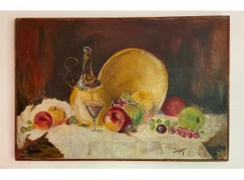 SIGNED OIL PAINTING OF FRUIT STILL LIFE