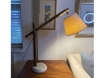 VINTAGE WOOD AND CEMENT BASE TABLE LAMP