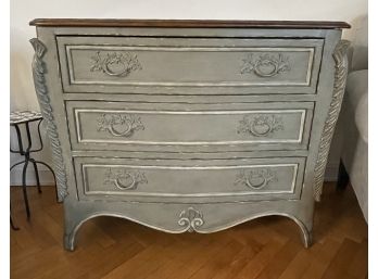 ANTIQUE GRAY MAHOGANY TOP 3 DRAWER DRESSER BY DREXEL HERITAGE