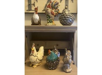 COLELCTION OF CERAMIC ROOSTER FIGURINES